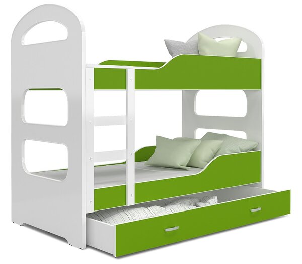 AJK Poschoďová postel Dan - zelená Velikost spací plochy: 160x80, Barva: bílá