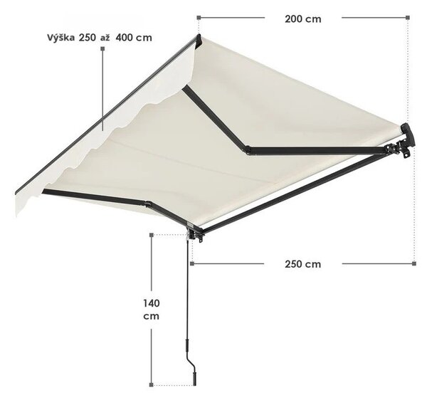 Juskys Markýza 250 cm - krémová