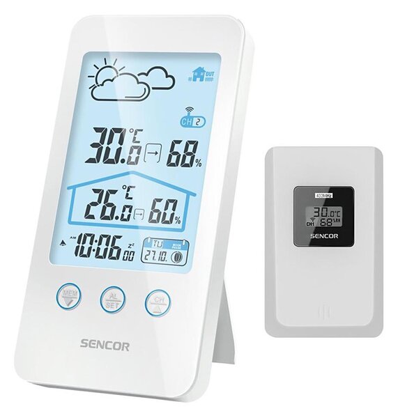 Sencor - Meteostanice s LCD displejem 2xAAA + 2xAAA bílá