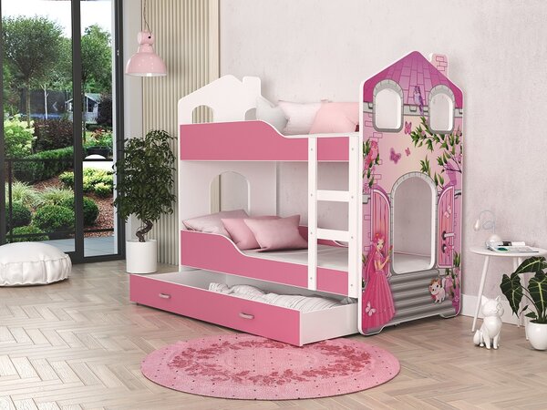 AJK Poschoďová postel Dan DOMEK - princezna Velikost spací plochy: 160x80, Barva: bílá