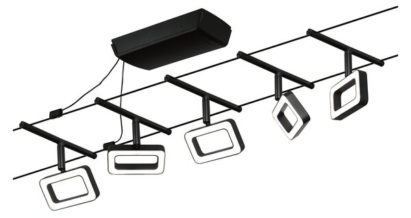 Paulmann 94485 CorDuo Frame, sada lankového systému 5x 4,8W 3000K, černá/chrom, délka 500cm