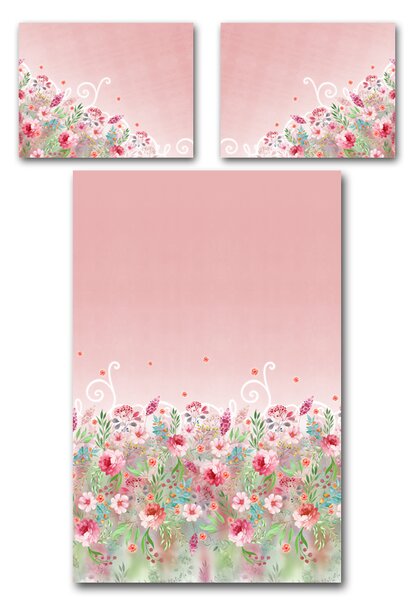 Povlečení Veba GEON tisk Květinová zahrada Velikost: 140x200 cm + 70x90 cm