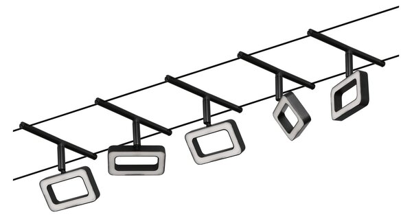 Paulmann 94485 CorDuo Frame, sada lankového systému 5x 4,8W 3000K, černá/chrom, délka 500cm