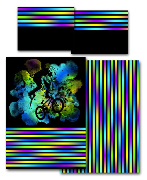 Povlečení Veba GEON tisk Sport Cross bike - barevné pruhy Velikost: 140x200 cm + 70x90 cm
