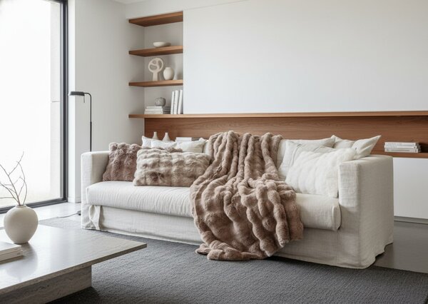 Skinnwille Home Collection Elegantní přehoz Misty Taupe, 140x220 cm