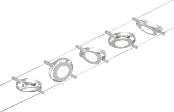 Paulmann 94414 CorDuo RoundMac, sada lankové LED osvětlení, 5x4,5W LED 3000K, matný chrom/chrom, délka 500cm