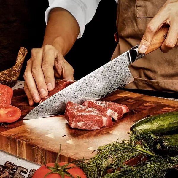 Sada kuchyňských nožů z damaškové oceli Grill set Olive SaKuRo