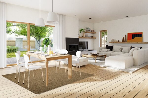 Vopi, Kusový koberec Alassio zlatohnědý čtverec, 60x60, hnědá, chodba / předsíň
