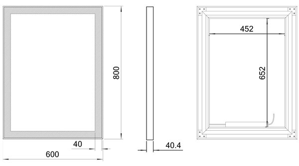 Sapho Sapho, GANO zrcadlo s LED osvětlením 60x80cm, černá