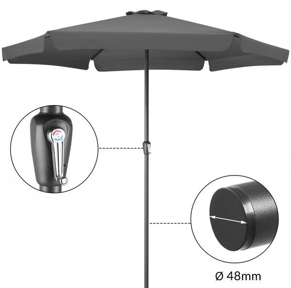 Deuba Zahradní slunečník Maui s UV 80 + Ø330 cm - antracit