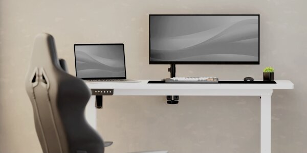 Výškově nastavitelný psací stůl LEVANO 140x60 cm bílá