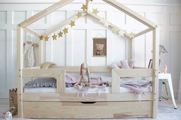 Domečková postel HouseBed Duo Plus rovná zábrana Velikost spací plochy: 120x60, Barva: bílá