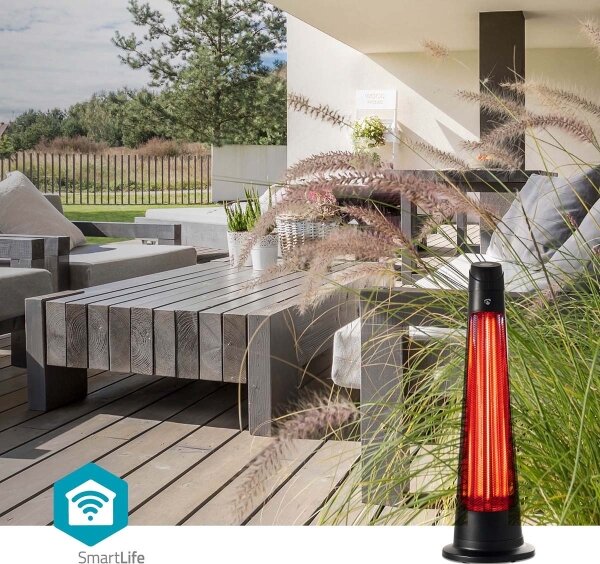 Nedis HTPA21BKW - Venkovní topné těleso SmartLife 600/1200W/230V Wi-Fi Tuya IP24