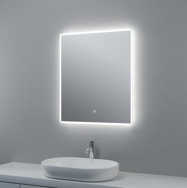 Zrcadlo s LED osvětlením, 600 x 700 x 30 mm, nastavitelná teplota barvy světla