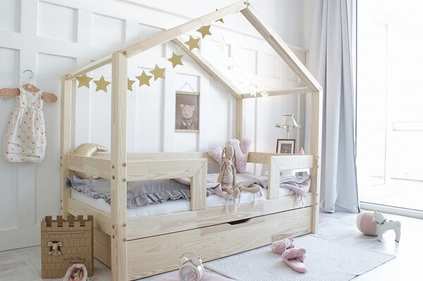 Domečková postel HouseBed Duo Plus rovná zábrana Velikost spací plochy: 120x60, Barva: bílá