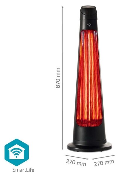 Nedis HTPA21BKW - Venkovní topné těleso SmartLife 600/1200W/230V Wi-Fi Tuya IP24