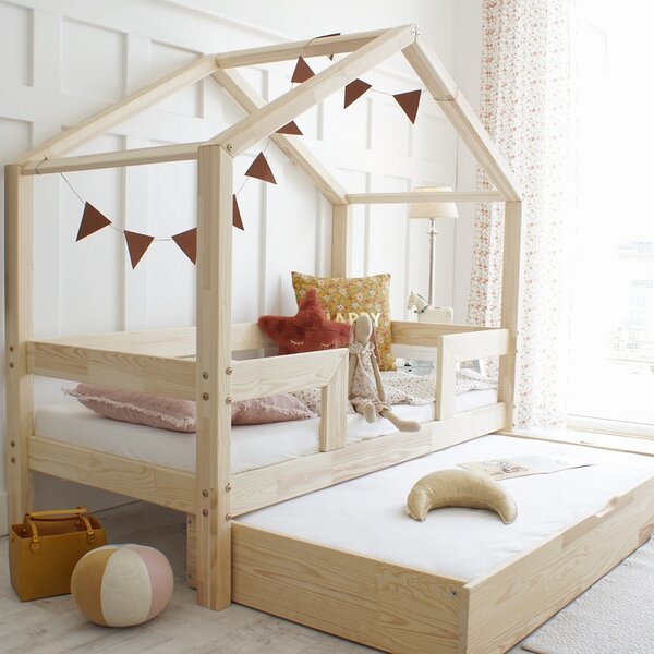Domečková postel HouseBed Duo Plus rovná zábrana Velikost spací plochy: 120x60, Barva: bílá