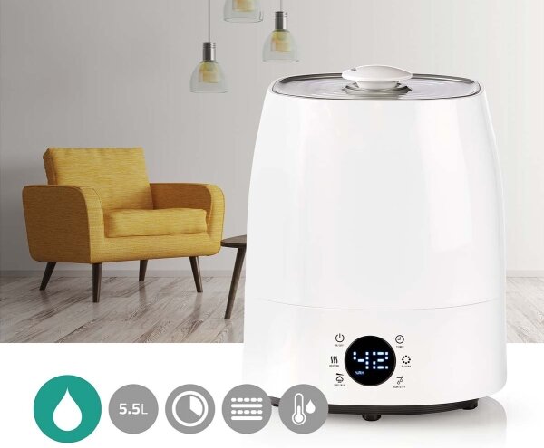Nedis HUMI120CWT - Zvlhčovač vzduchu s LED displejem 5,5 l 110W/230V