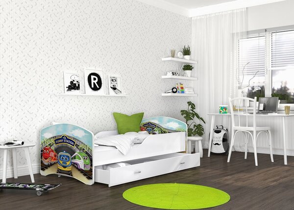 AJK Dětská postel Jan - vláčky Velikost spací plochy: 160x80, Matrace: ne