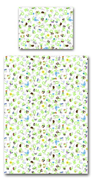 Povlečení Veba GEON tisk Hravá abeceda tisk Velikost: 140x200 cm + 70x90 cm