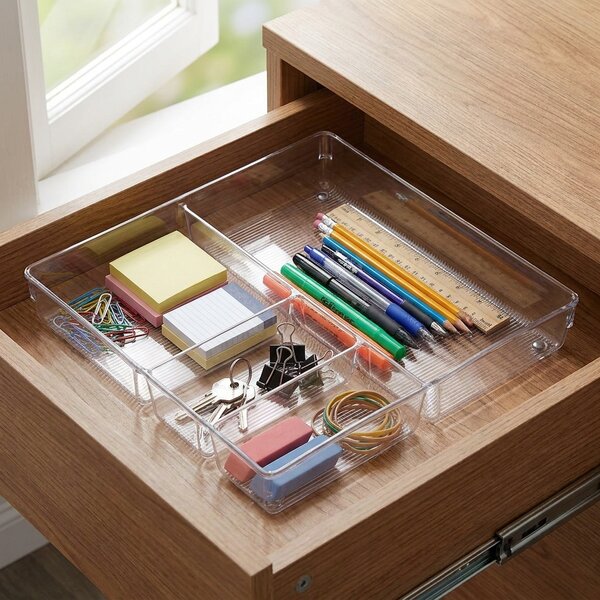 CONFORTIME Organizér, vložka do zásuvky, transparent FLEXI, 4 přihrádky 31 x 31 cm
