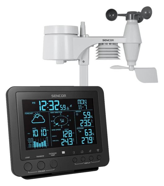 Sencor - Profesionální meteostanice s barevným LCD displejem 5V/1xCR2032