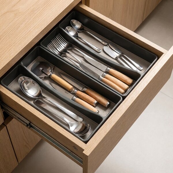 Kesper Organizér do šuplíku, šedý, protiskluzový, s přepážkou GREY 33 x 23 cm