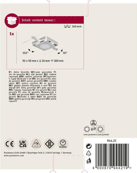 Paulmann 94421 CorDuo MacLED, spot lankového systému 4,5W 3000K matný chrom/chrom