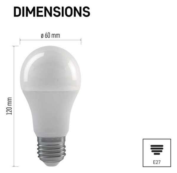 EMOS LED žárovka Classic A60 / E27 / 10,5 W (75 W) / 1 060 lm / teplá bílá /krokově stmívatelná 1525743240