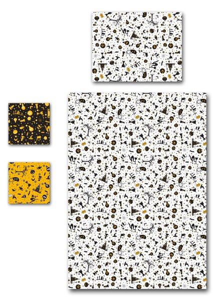 Povlečení Veba GEON tisk Halloween bílá Velikost: 140x200 cm + 70x90 cm