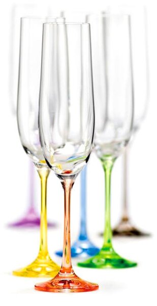 Bohemia Crystal Berevné sklenice na šampaňské Rainbow 40729/D4641/190m