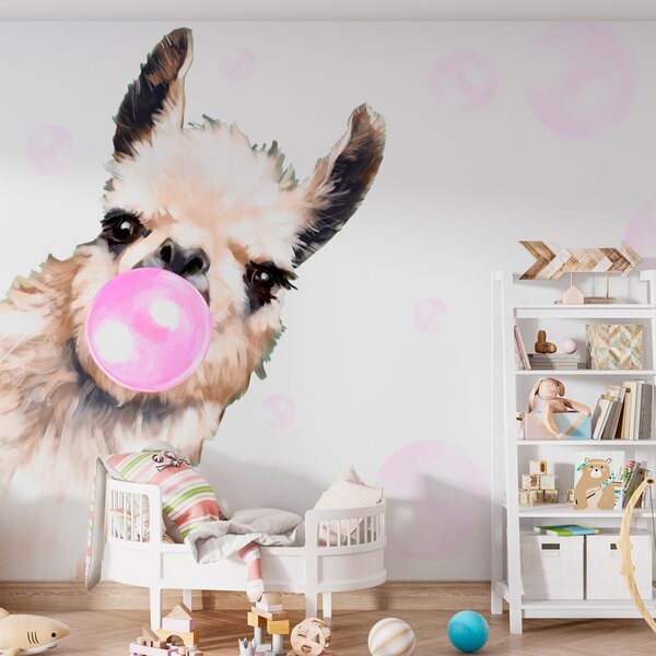 Fototapety Legrační lama a růžové bubliny, Fototapety dětské, u98952 : uwalls.cz
