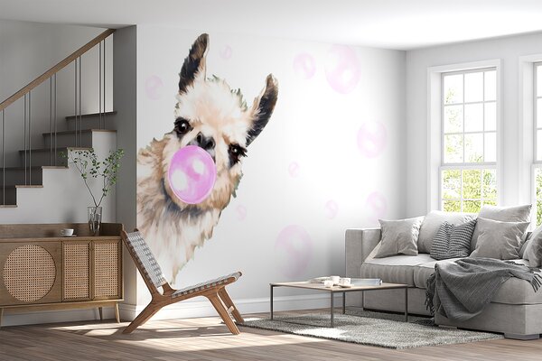 Fototapety Legrační lama a růžové bubliny, Fototapety dětské, u98952 : uwalls.cz