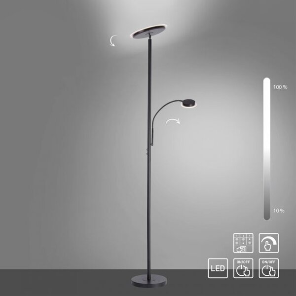 JUSTLIGHT Stojací LED lampa HANS, 22W, v. 193 cm, stmívatelná