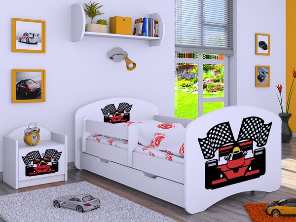 Happy Babies Dětská postel Happy - ferrari Velikost spací plochy: 160x80, Barva: modrá, Šuplík: ANO