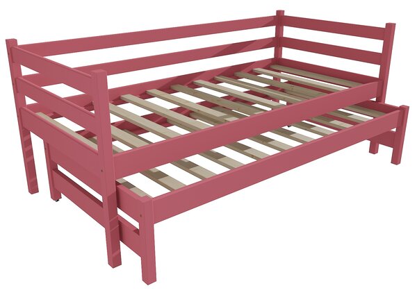 Vomaks Dětská postel s výsuvnou přistýlkou DPV 021 Rozměr: 80 x 180 cm, Povrchová úprava: netransparentní barva růžová