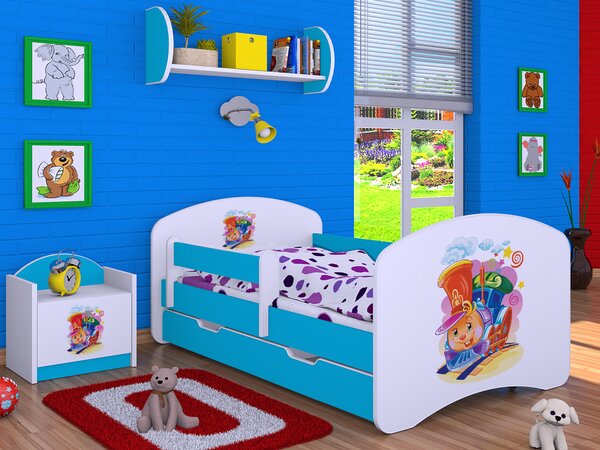 Happy Babies Dětská postel Happy - hrající lokomotiva Velikost spací plochy: 160x80, Barva: modrá, Šuplík: ANO