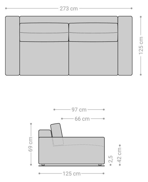 DELIFE Pohovka XL Lanzo 270x130 cm manšestr béžová