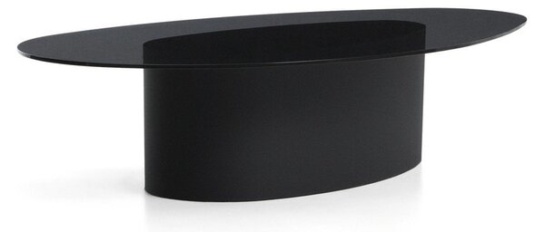 Černý konferenční stolek se skleněnou deskou 81x140 cm Olir – Kave Home