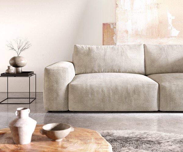 DELIFE Pohovka XL Lanzo 270x130 cm manšestr béžová