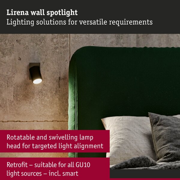 Paulmann 94920 Lirena, černá stropní svítidlo s 2 reflektory, 2xGU10, délka 26cm