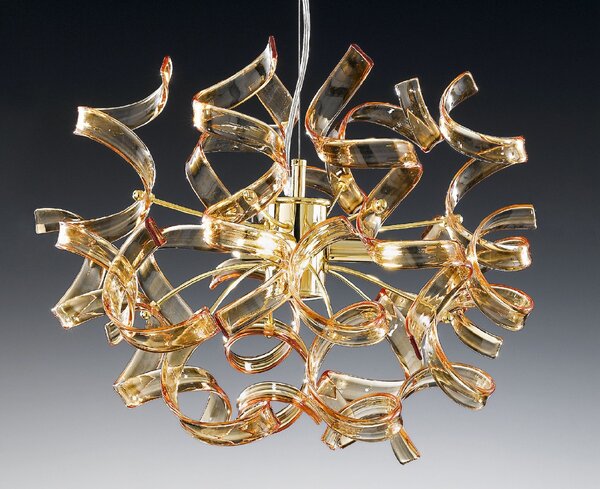 Metal lux 205.140.06 Astro Amber, ambrové designové závěsné svítidlo v průměru 40cm, 3x40W, ambrové sklo, zlato 24K