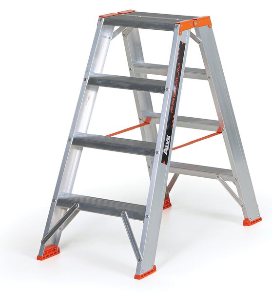 Oboustranné hliníkové schůdky ALVE PREMIUM, 2x4 stupně, výška 0,85 m