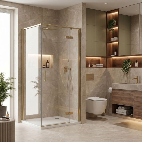 Sprchový kout Rea Bruno 90x90 Brush Gold