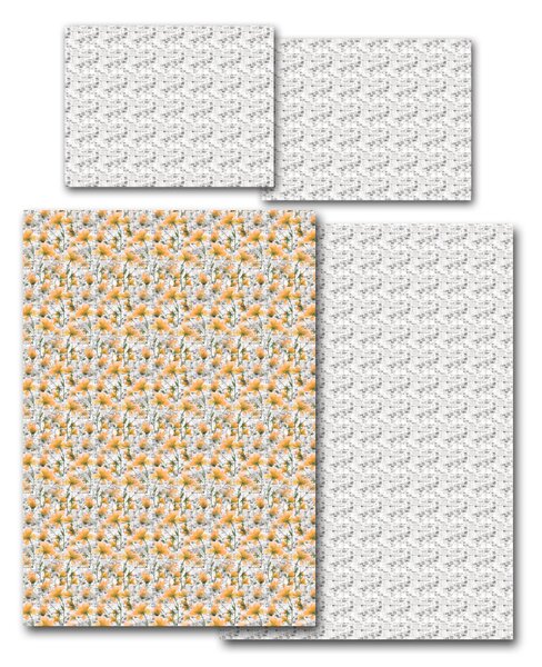 Povlečení Veba GEON tisk Květinové zprávy žlutá Velikost: 140x200 cm + 70x90 cm