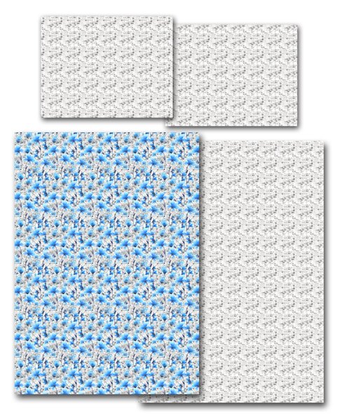 Povlečení Veba GEON tisk Květinové zprávy modrá Velikost: 140x200 cm + 70x90 cm