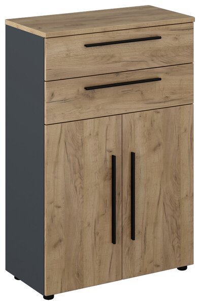 KOMODA, antracitová, dub artisan, 80/120/40 cm Voleo - Široké komody