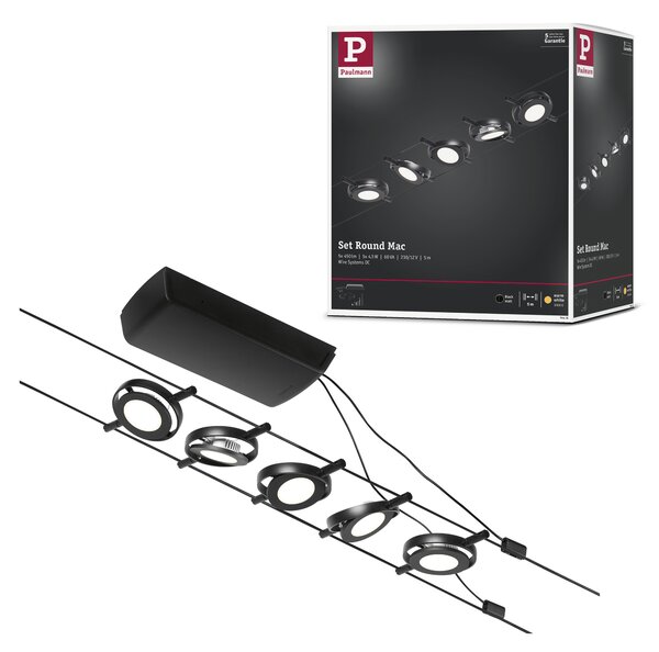 Paulmann 94418 CorDuo RoundMac, sada lankové LED osvětlení, 5x4,5W LED 3000K, černá, délka 500cm
