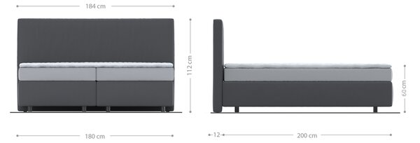 DELIFE Boxspring postel Dream-Well 180x200 cm manšestr stříbrná šedá s taštičkovou pružinovou matrací a visco topperem