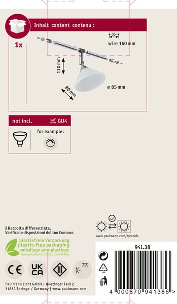 Paulmann 94138 Colmar, spot pro lankový systém, max 1x10W LED 12V, chrom